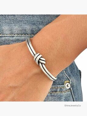 Minimalist Rustic Knot Cuff Bracelet, Adjustable 7.5 inches